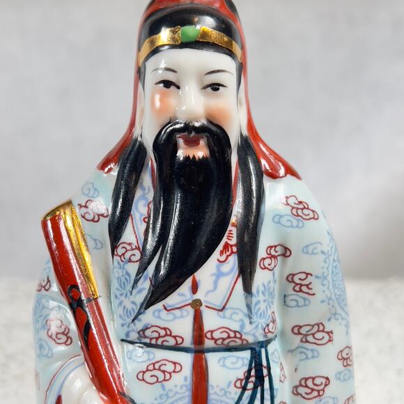 Chinese Famille Rose Porcelain Fu Lu Shou Figurine FU God Of Good Fortune 6.5" - Picture 2 of 15